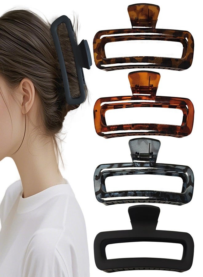 Markuii 5 Inch Large Unbreakable Hair Claw Clips, No Slip Matte & Glossy Not Easy to Break Square Clip for Women Thick Long Curly Hair, 4 Pack - Image 1